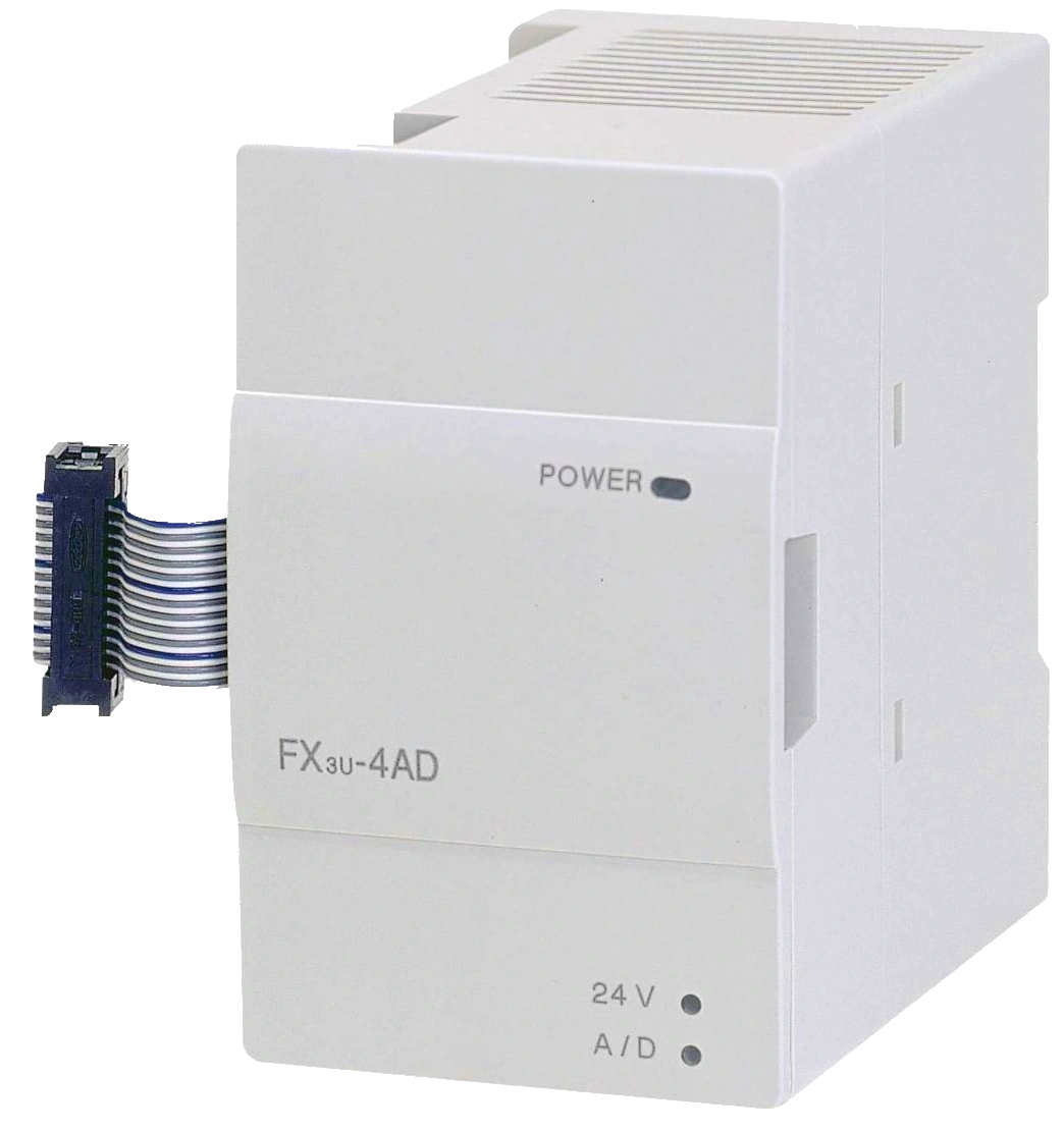 Módulo analógico FX3U-4AD compatible con serie iQ-F mediante adaptador de bus