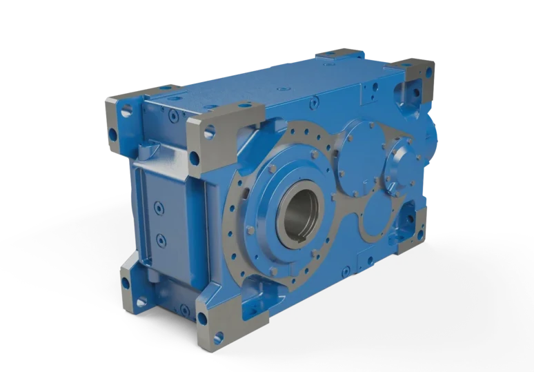 Vista lateral del reductor ortogonal MAXXDRIVE XC NORD con opciones de montaje industrial flexible