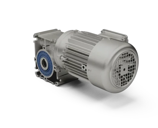 Vista lateral del reductor de sinfín SI UNIVERSAL NORD Drivesystems con montaje flexible industrial