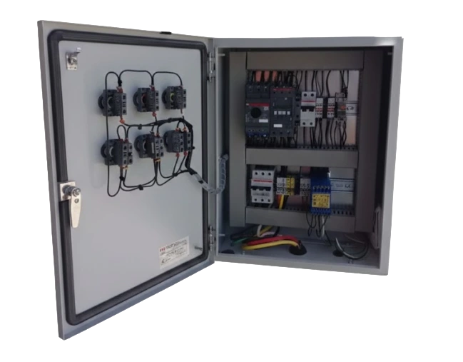 Tablero industrial SAGAMOTTION para arranque y paro secuenciado de motores en modo manual y automático